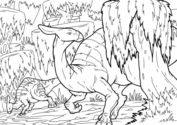 Dinosaur Eating Vector Art Stock Images Depositphotos