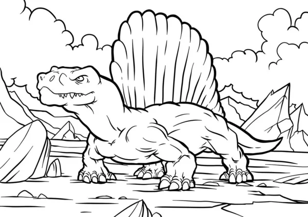 Grappige cartoon-Dimetrodon, grappige image — Stockvector