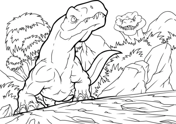 Розмальовка для дітей з динозавром — стоковий вектор