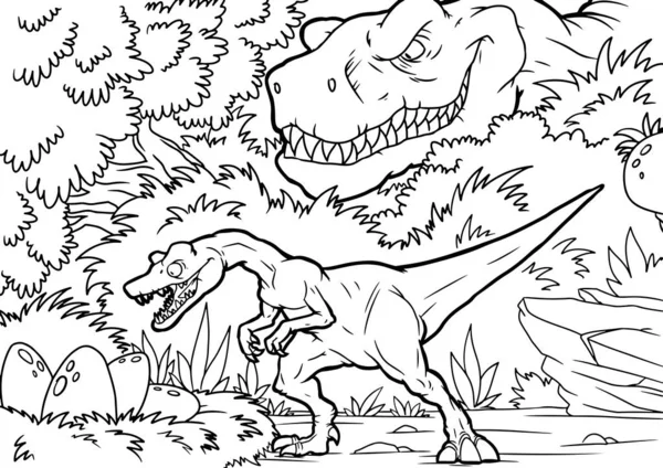 Cartoon tyrannosaurus kleurboek — Stockvector