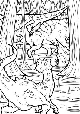 Bir dinozor çocuklar için boyama kitabı