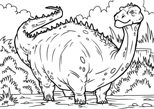 Desenho diplodocus Dinossauro Ilustração, Livro para colorir, A4 — Vetor de Stock