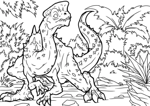 Desenhos animados tiranossauro livro para colorir — Vetor de Stock