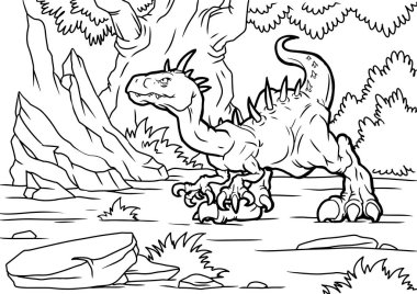 Boyama kitabı, Velociraptor dinozor, boyama