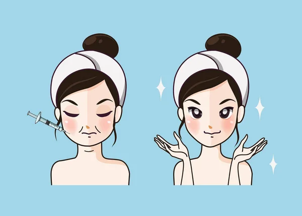 Botox menina comparar . —  Vetores de Stock