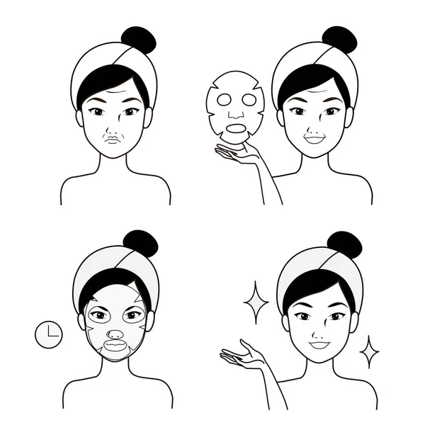 Mascarilla tratamiento chica — Vector de stock