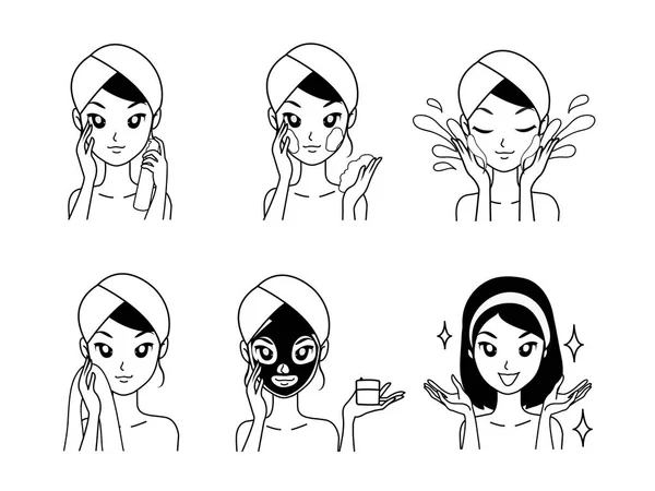 面具治疗女孩 — 图库矢量图片