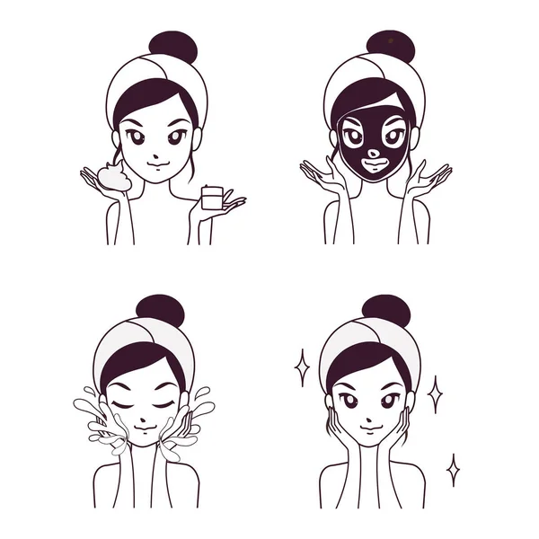 Mascarilla tratamiento chica — Vector de stock