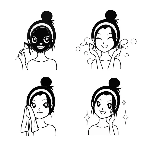 Mascarilla tratamiento chica — Vector de stock