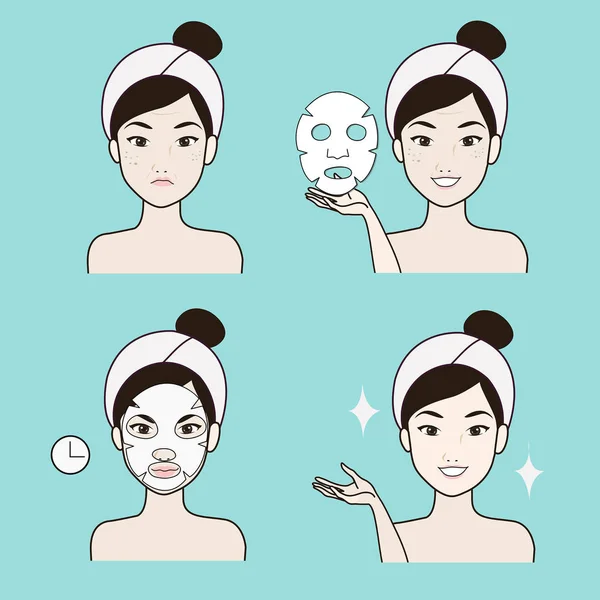 Masque traitement fille — Image vectorielle