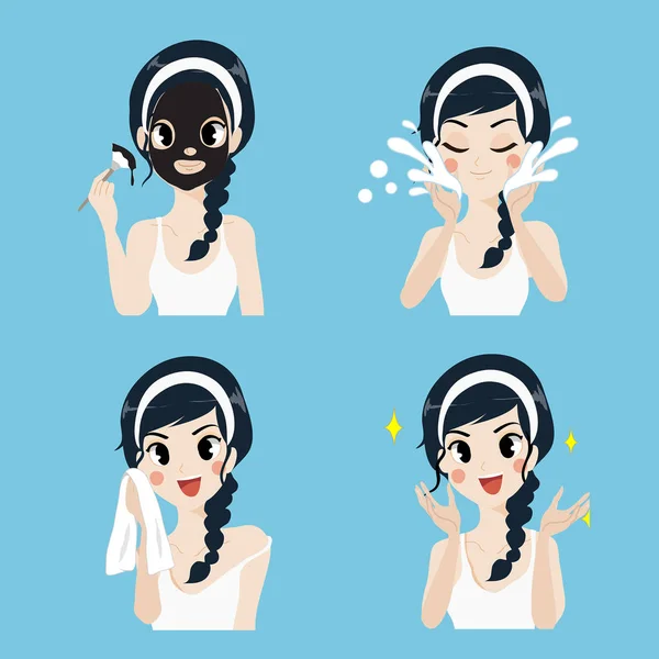 Mascarilla tratamiento chica — Vector de stock