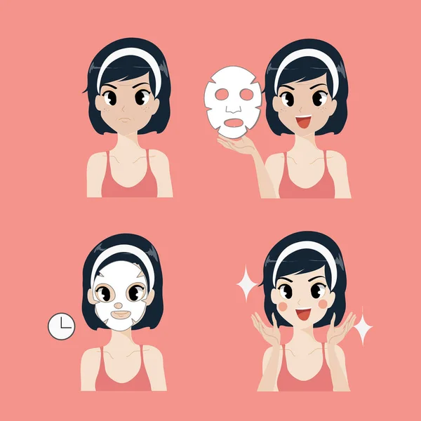 面具治疗女孩 — 图库矢量图片