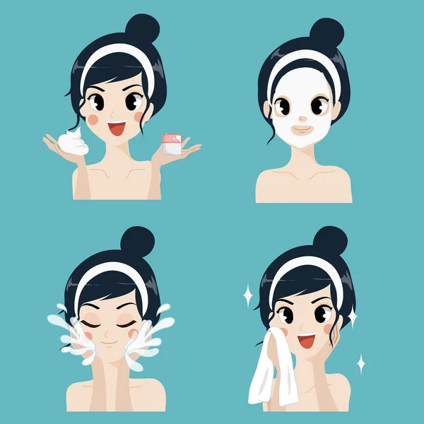 Mascarilla tratamiento chica — Vector de stock