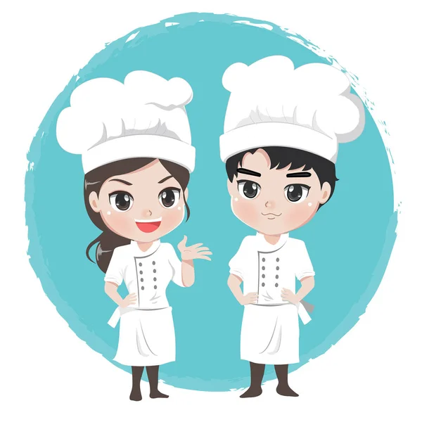 Chef chico y chica — Vector de stock