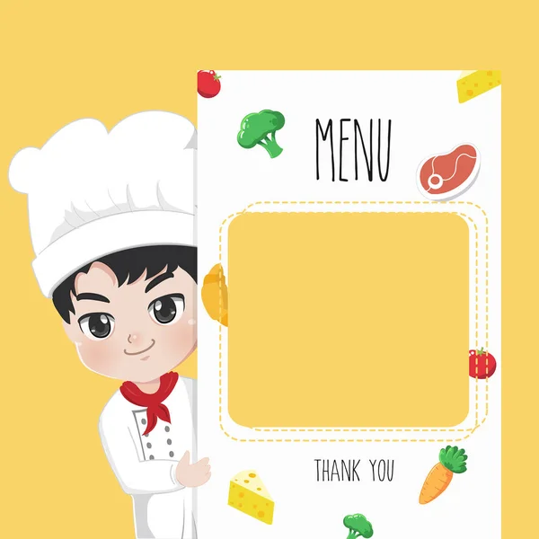 Menú chef chico . — Vector de stock