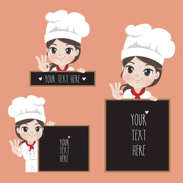 La chef tiene una señalización . — Vector de stock