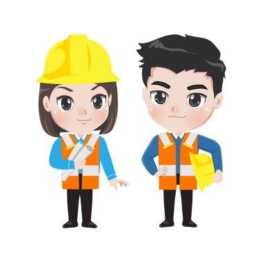 Mühendis erkek ve kadın iş kıyafeti.