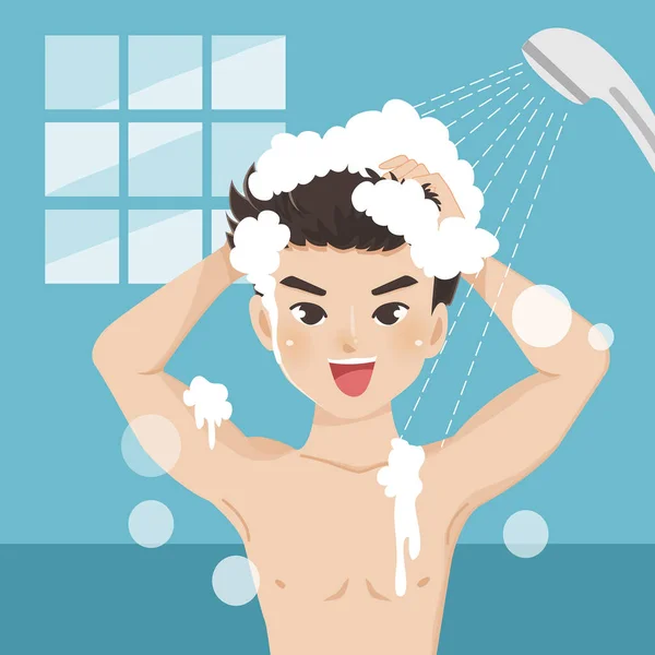 The man shower. — Stock Vector