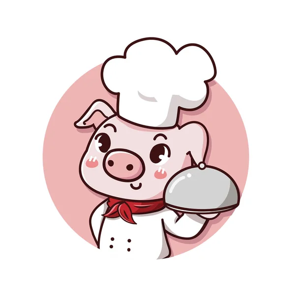 Logo chef cerdo — Vector de stock