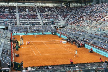 Madrid, İspanya; 11 Mayıs 2019: 2019 Mutua Madrid Açık Wta Premier Zorunlu tenis turnuvasında Caja Magica tenis merkezi, bayanlar finalbertens - Halep