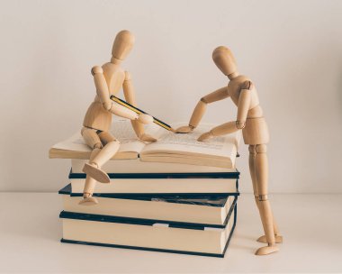 Kitap, kültür ve eğitim ile ahşap figürler öğrenme ve öğretim