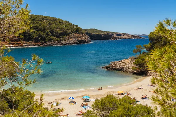 西班牙Ibiza的Cala Saladeta绿松石和透明海滩 — 图库照片