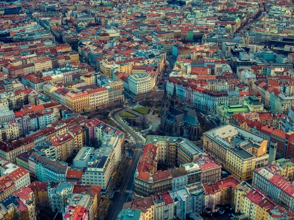 Namesti Miru Drone latać Pokój plac Praga czeski — Zdjęcie stockowe