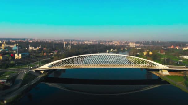 Troja Bridge Praag Luchtfoto Spiegelbeeld — Stockvideo
