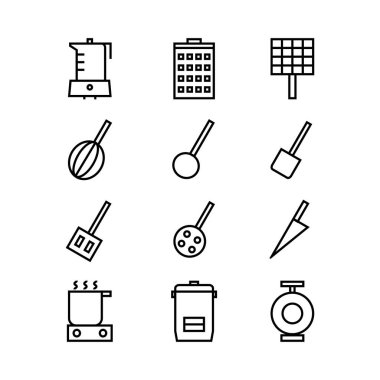 Mutfak elemanları, çeşitli mutfak hattı simgeleri seti - Vektör