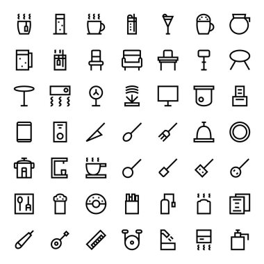 Kafe, Kahve ve Çay restoran serisi simgeleri seti - Vektör