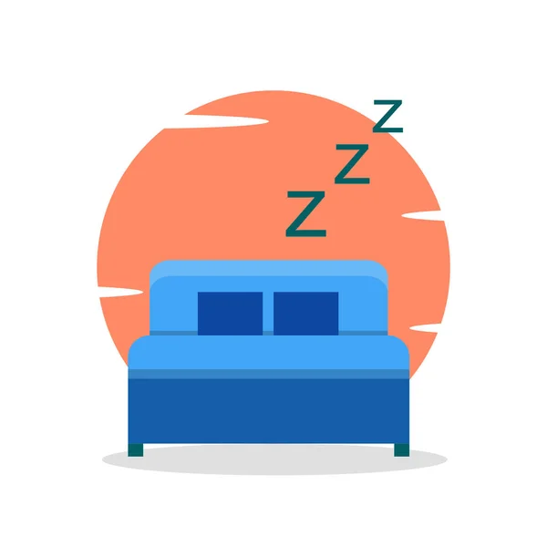晚上睡在床上，舒适的枕头插图 - v — 图库矢量图片