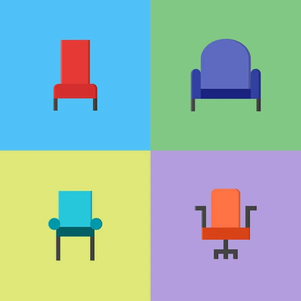 フロントの椅子とソファ、シンプルなフラットスタイルのイラスト - vecto — ストックベクタ