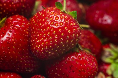 Kırmızı tatlı çilek. Yakından kapatın. Gıda arka plan.