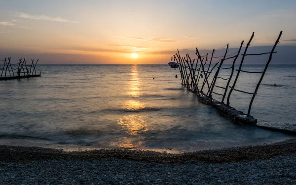 Panorama di bellissimo tramonto in mare . — Foto Stock