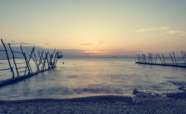 Panorama di bellissimo tramonto in mare . — Foto Stock