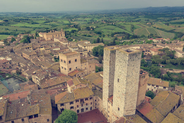 Spectacular city and country view from aboe medieval town.