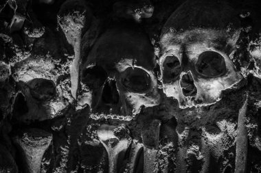 KemiklerPortekizler Şapel İnsan Skulls Bir Duvar