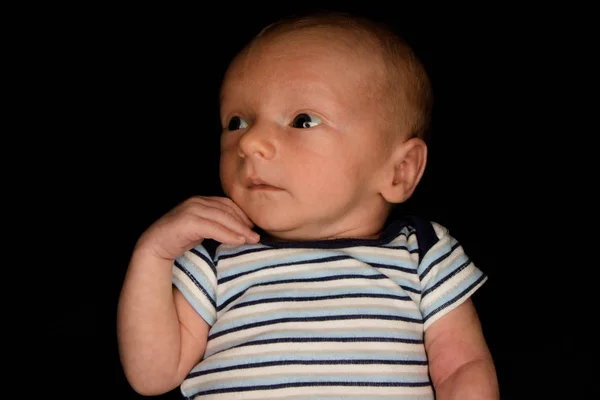 Baby Hayden On Black - Three Weeks Old — Stock Photo, Image