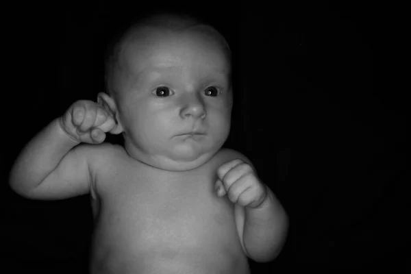 Baby Hayden On Black at Two Months Old — Stock Photo, Image