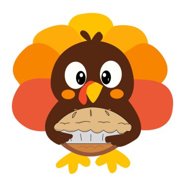 Cartoon Thanksgiving Turkey Brings a Pie to Dinner clipart