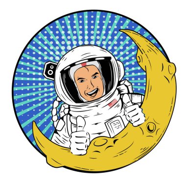 Mutlu bir Astroanaut Ay 'a Yumruk Veriyor