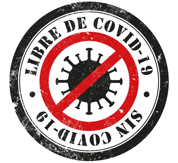 Covid Gratis Sin Sello Grunge Covid Español — Foto de Stock