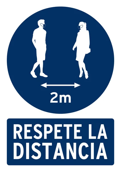 Respect Distance Meters Spanish Language Poster Covid19 — Stock Photo, Image