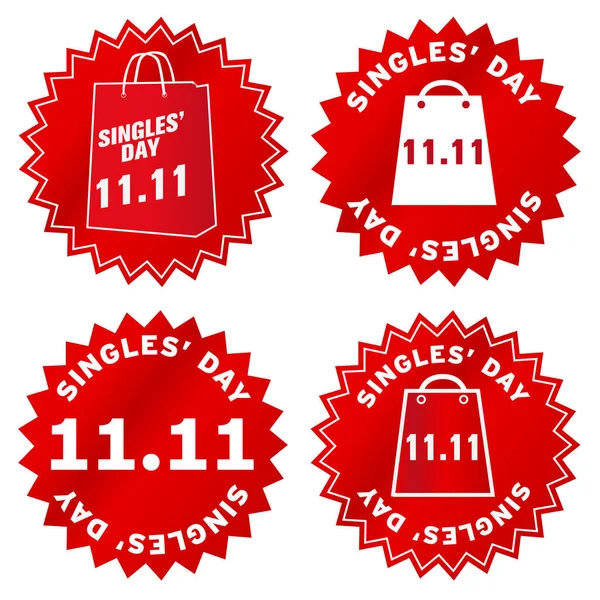 Singles Dag Label Sticker Het Engels Vier Vrijgezellendag Elke November — Stockfoto