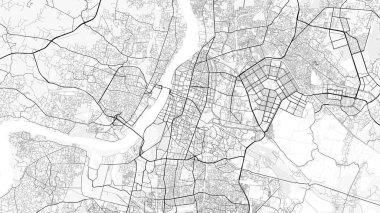 Kolkata Şehir Haritası. Baskı, duvar kâğıdı, ev ve ofis dekorasyonu için minimalist siyah beyaz çizgili sanat posteri