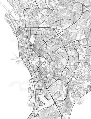 Manila City Map. Minimalist black and white line art poster for printing, wallpaper, wall art for home and office decor