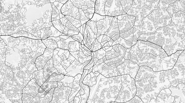Yaounde City Map. Minimalist black and white line art poster for printing, wallpaper, wall art for home and office decor
