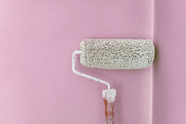 Painting Wall Roller Color Shade Idea Concept Pink — Stock Photo, Image