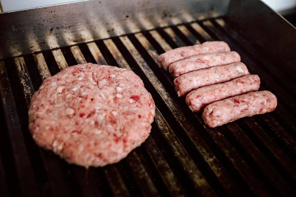 Hamburguesa Carne Picada Cevap Turco Parrilla Cocina Europa Del Este — Foto de Stock