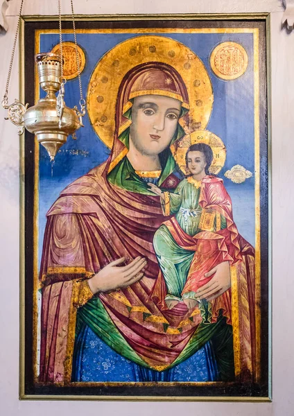 Servië Vlasotince Augustus 2020 Maagd Maria Met Kindje Jezus Fresco — Stockfoto